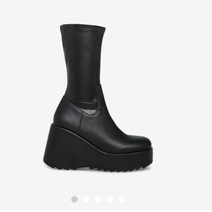 Steve Madden Proceed Black Platform Wedge Mid Calf Boots